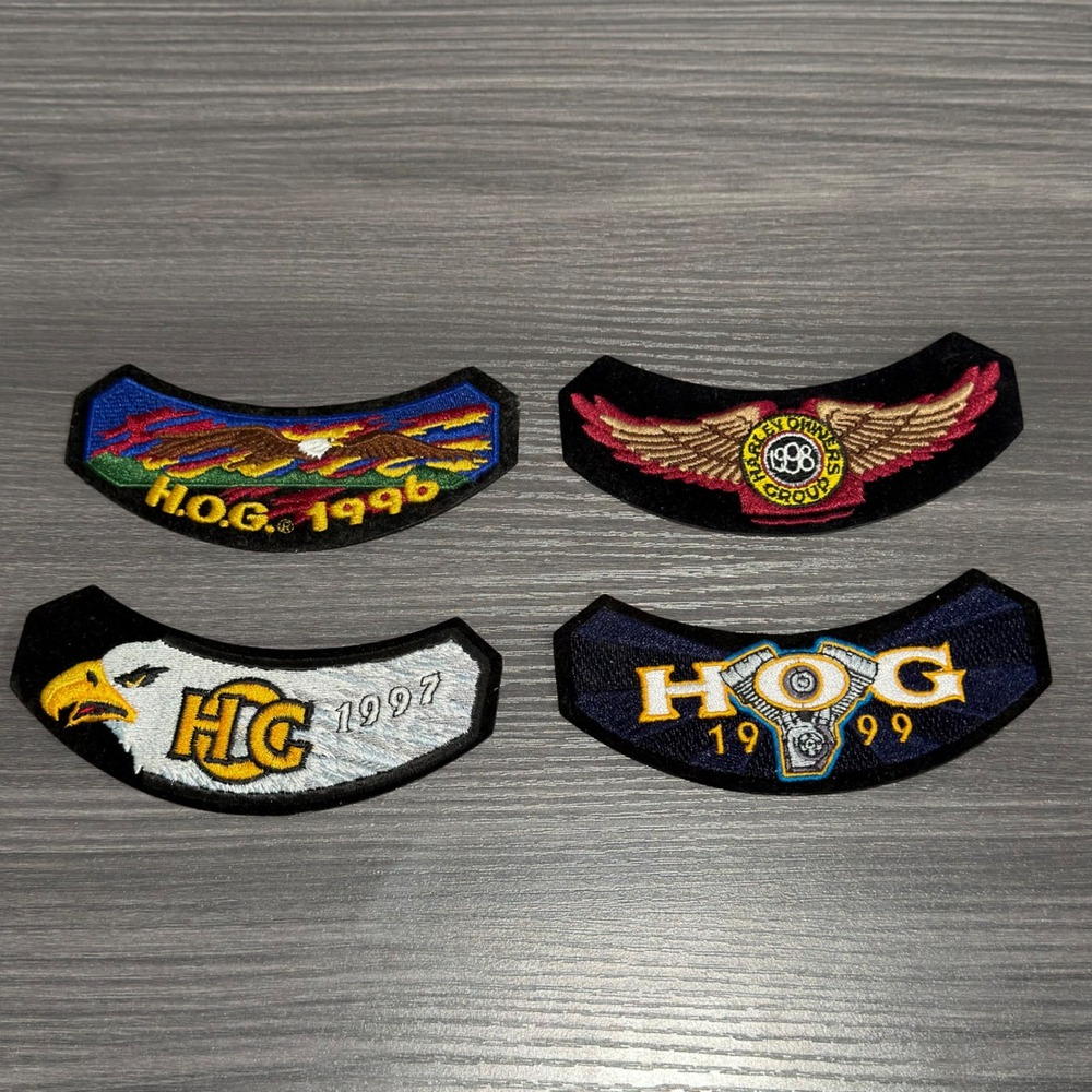 Harley Davidson HOG Patches 1996 1997 1998 1999 Harley Owners Group Rocker Set